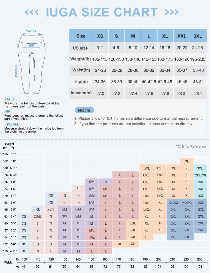 IUGA High Waist Yoga Pants with Pockets, Leggings for Women Tummy Control, Workout Leggings for Women 4 Way Stretch Black - Image 5